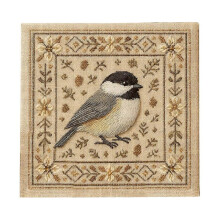 (E) Cross Kit With Floral Pattern, Bird Embroidery Kit For Adults Beginners, DIY Needlepoint Wall Art