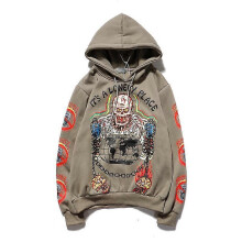 (Asian XXL, camel) Baggy Pullover Sweatshirts Men Urban Streetwear Jesus Is King Print Hoodie Plus Velvet Hip Hop Kanye Hooded Sweatshirts