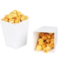 Popcorn Boxes Set of 36 White Open for Movie Night Parties Snacks 3x4.6 Inches