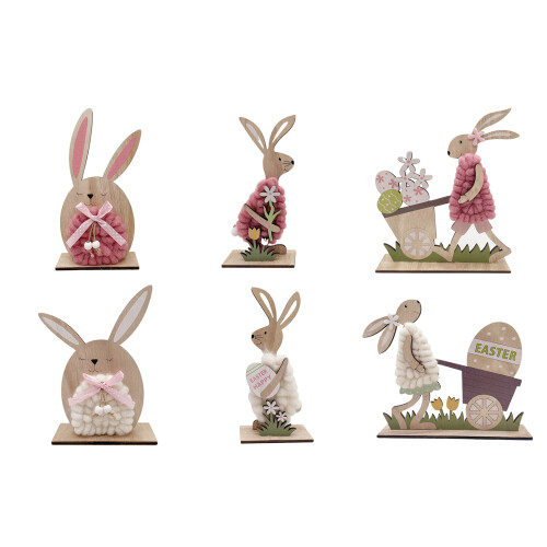 Cute Wood Easter Bunnies Decorations Rabbit Figurine Rabbit-3 1