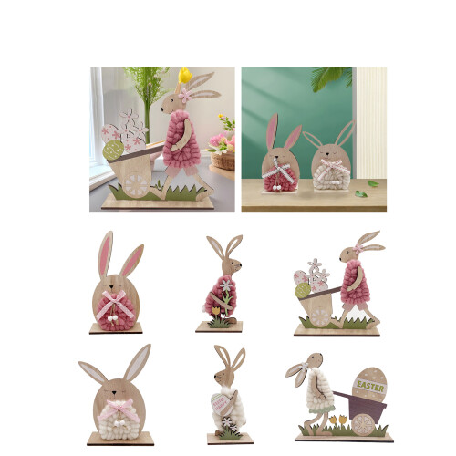 Easter Bunnies Wood Sculptures Rabbit Figurine Rabbit-4 2