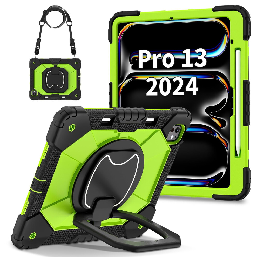 Case For Ipad Pro 13 2024 M4 Rugged Shockproof Full Body Cover With Pencil Holder And 360 Stand 9426802779844