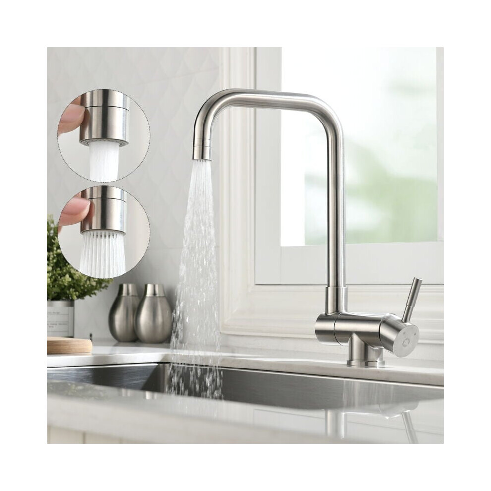 Lead-Free Non-Toxic Kitchen Faucet, 90 Degree Foldable Stainless Steel Kitchen Faucet, 360 Degree Rotation For Kitchen Sink Area, Dual Mode Spray, Cer 9466005060936