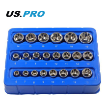 BERGEN Super-Lock Shallow Socket Set 22pc 1/4" 6-13mm & 3/8" 6-19mm