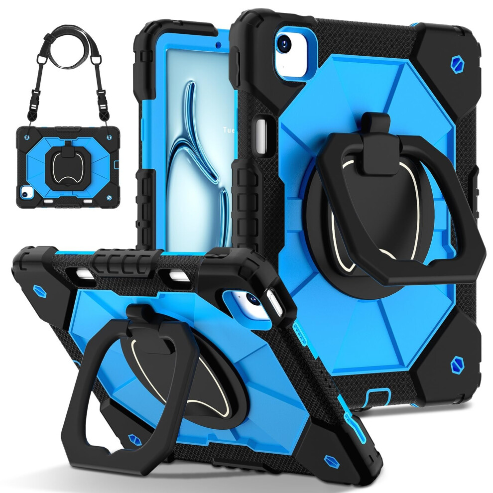 Heavy Duty Shockproof Case With 360 Stand And Adjustable Shoulder Strap For Ipad Air 11 Inch 2024 9001264847340