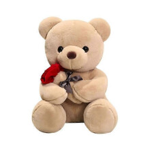 (23cm, Brown) Plush Bear Valentines Day Teddy Bear With Roses Bear Plush Toy Valentines Gift