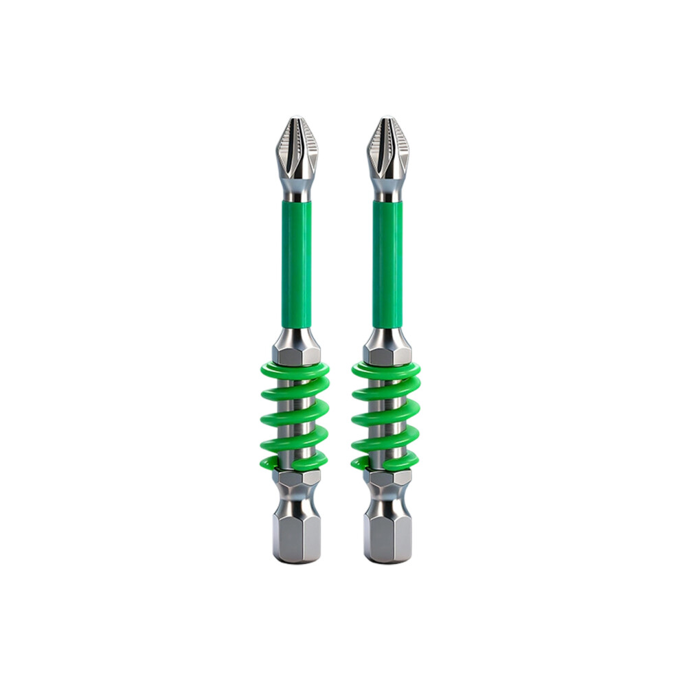 2Pcs Spring Loaded Antislip Bits 6.35Mm With Strong-65Mm 7754001025366