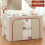 Linen Fabric Storage Box with Metal Frame, Moisture-resistant Large Capacity Storage Boxes with Transparent Window, Foldable and Stackable Organizer w 5