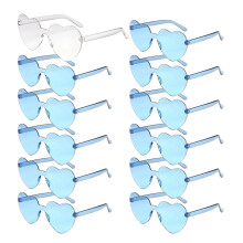 Occhiali da sole a forma di cuore per uomo e donna, occhiali trasparenti senza montatura a forma di cuore con protezione UV e colori resistenti allo