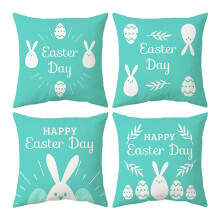 Housses de coussin décoratives de Pâques, imprimés d'œufs de lapin sur tissu en lin mélangé, 45 x 45 cm, fermeture éclair invisible pour un