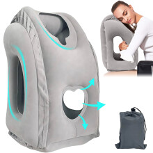 Felfújható utazópárnák repülőgéphez, nyakpárna alváshoz 45-os ergonomikus kialakítású fej- és deréktámasszal, légköri szelep