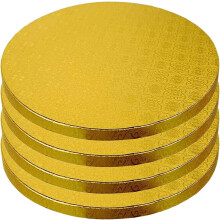 12 Inch Gold Cake Boards 4 Pack, HeavyDuty Round Cake Drums with Elegant Finish and Reusable Design