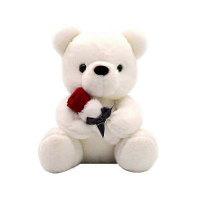 (23cm, White) Plush Bear Valentines Day Teddy Bear With Roses Bear Plush Toy Valentines Gift