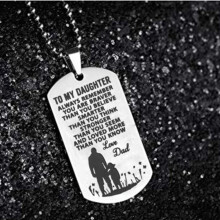 Collana ipoallergenica da uomo, ciondolo a forma di targhetta con citazione motivazionale della mamma, ciondolo in acciaio inossidabile per uso