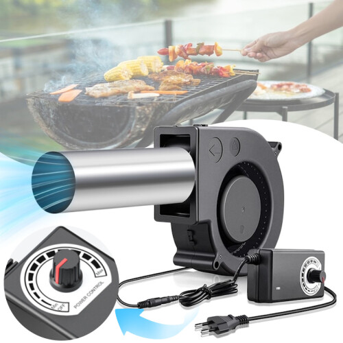 Blower with Variable Speed Controller for Camping, Quick Charcoal Starter with Stepless Speed Adjustment Portable Design, Centrifugal Air Mover Blower