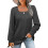 (M, DarkGray) Women's Long Sleeve Square Neck Knitted Pit Pullover Sweater Casual Loose Tunic 1