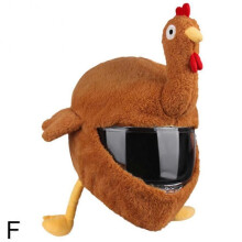 (Hen) Helmet Protection Headgear Cover Funny Cartoon Fluffy Plush Set for Motorcycle