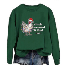 (S, DarkGreen) Women's Winter Sweatshirts Ugly Print Casual Loose Fleece Fashion Hoodie Tops
