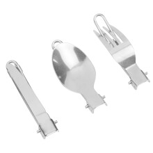 Talheres dobráveis de titânio, com cabo versátil para fácil armazenamento, material saudável e durável, ideal para mochilão, camping e trilhas.