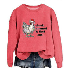(2XL, Red) Women's Winter Sweatshirts Ugly Print Casual Loose Fleece Fashion Hoodie Tops