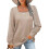 (M, Khaki) Women's Long Sleeve Square Neck Knitted Pit Pullover Sweater Casual Loose Tunic 1