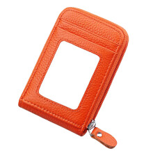 Carteira com compartimentos duplos com zíper, em couro PU macio com bloqueio RFID.
