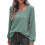 (S, Green) Women's Long Sleeve Square Neck Knitted Pit Pullover Sweater Casual Loose Tunic 1