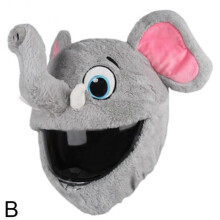 (Elephant) Helmet Protection Headgear Cover Funny Cartoon Fluffy Plush Set for Motorcycle