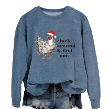 (XL, Blue) Women's Winter Sweatshirts Ugly Print Casual Loose Fleece Fashion Hoodie Tops