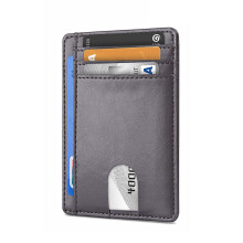 Carteira masculina fina com bloqueio RFID, design minimalista, bolso frontal, elegante e prática, perfeita para viagens.