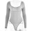 (S, Gray) Women''s Solid Color Long Sleeve Square Neck Backless Bodysuit Tops Jumpsuit 1