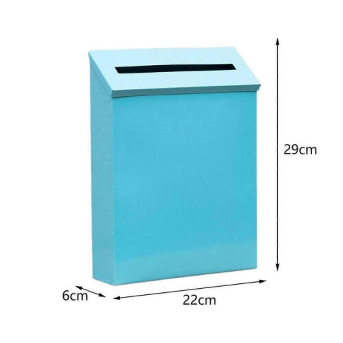 (Blue) Wall Mount Mailbox, Large Capacity Mail Box, Metal Post Box, Mailboxes for Outside, 8.66'x2.36'x11.4 1