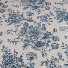 Vintage Floral Linen Upholstery Fabric by the Yard, 60 Inch Wide Washable Material for DIY Projects