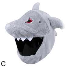 (Shark) Helmet Protection Headgear Cover Funny Cartoon Fluffy Plush Set for Motorcycle