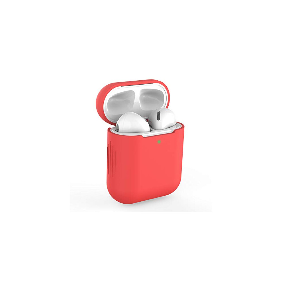 Airpods Case Silicone Shockproof For Airpods 1St And 2Nd Gen Front Led Visible Wireless Charging Red 9001264852924