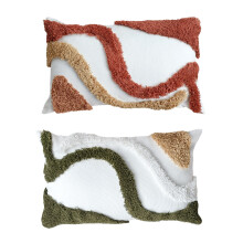 Taies d'oreiller à motifs brodés au design moderne, jeté décoratif bohème pour canapé ou lit, lot de 2, couleurs vives, en bouclette texturée,