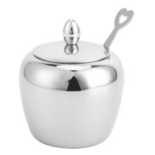 Stainless Steel Sugar Bowl with Lid and Heart Spoon, Elegant Fruit Shape for Kitchen and Coffee