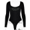 (M, Black) Women''s Solid Color Long Sleeve Square Neck Backless Bodysuit Tops Jumpsuit 1