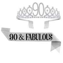 Set corona con tiara di strass, fascia di compleanno per donne con spilla di perle, elegante regalo di compleanno per lei con design scintillante,