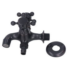 Armatur in geölter Bronze, tropffreier Wäschewasserhahn aus massivem Messing für den Küchenspülenbereich (Vintage-Wandarmatur)