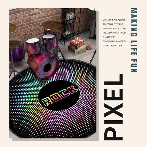 Drum Floor Carpets Round Thickened Soundproof Drum Carpets With Rock Pattern NonSlip For Electronic Drum Set 120 Cm 1