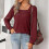 (S, DarkGray) Women's Long Sleeve Square Neck Knitted Pit Pullover Sweater Casual Loose Tunic 3