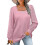(M, Pink) Women's Long Sleeve Square Neck Knitted Pit Pullover Sweater Casual Loose Tunic 1