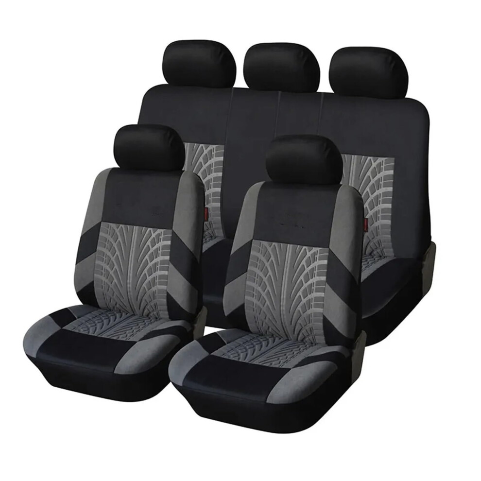 Car Seats Protection Cover Universal Cloth Car Seat Covers Full Set Front Split Rear Bench For Suv Sedan Van Gray 9001264854683