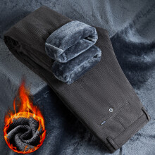 (Dark gray, 33) Men's Clothing Winter men's fleece corduroy pants Fashion Business Classic Thick Warm Straight-Legged Casual Pants