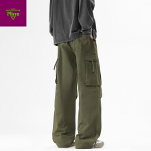 (M, Black) Men's Clothing Casual American Retro Pure Cotton Outdoor Loose Straight Long Pants cargo pants for men