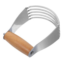 Stainless Steel Pastry Blender with Ergonomic Wooden Handle for Baking Pizza Biscuits and Pastries