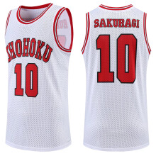 (White 10, S Height 160-165CM) Anime Sakuragi Hanamichi Cosplay Jersey Shohoku School Basketball Team Uniform Sportswear Kaede Rukawa Cosplay Costume