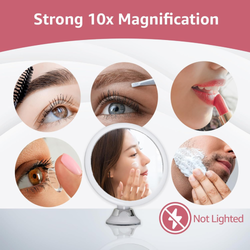 10x Magnifying Lighted Makeup Mirror - Rechargeable - 3 Color Modes 1