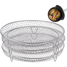 Conjunto de grelhas redondas para fritadeira a ar compatível com Ninja, desidratador de fritura a ar de 3 camadas em aço inoxidável